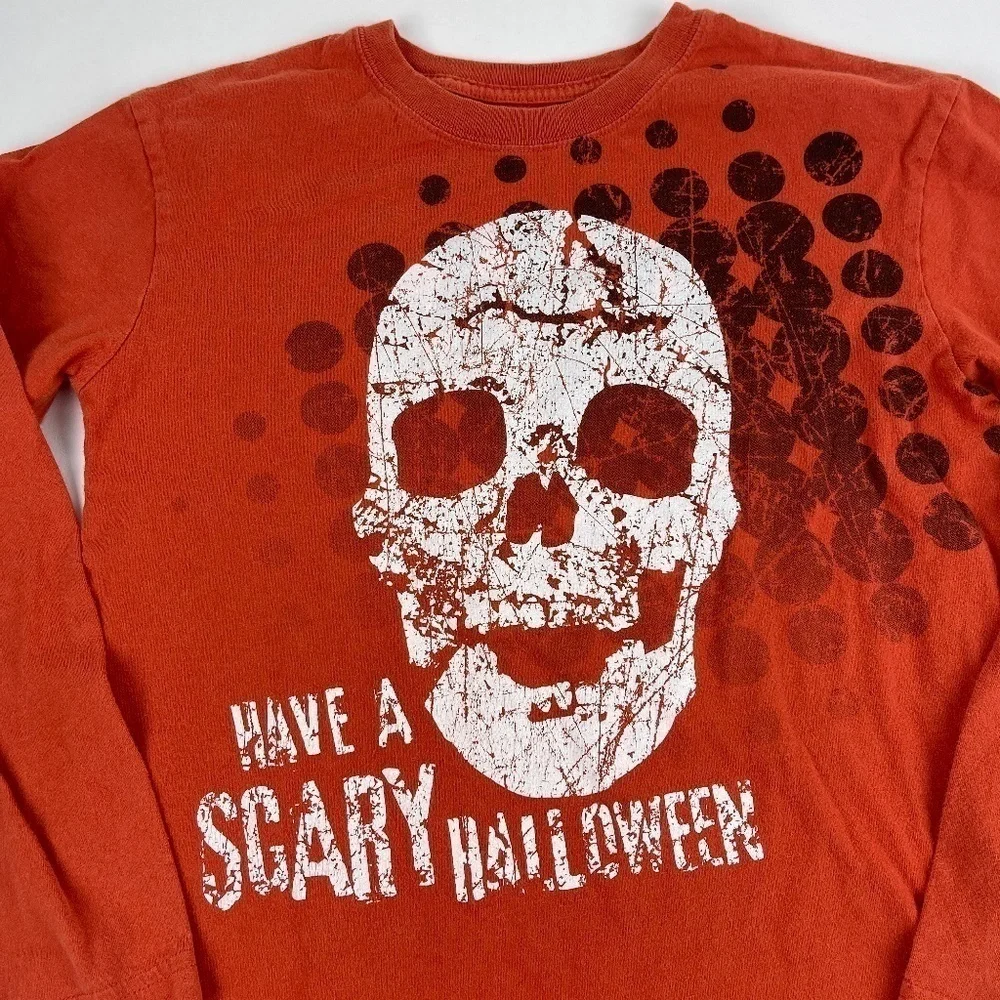 Childrens Place Tshirt Boys Large 10/12 Orange Halloween